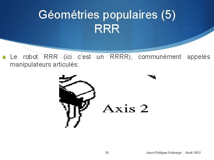 Géométries populaires (5) RRR S Le robot RRR (ici c’est un RRRR), communément appelés