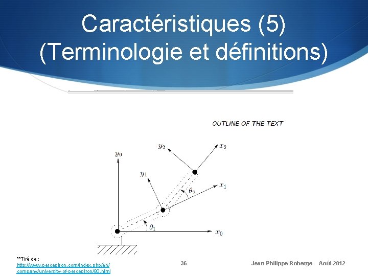 Caractéristiques (5) (Terminologie et définitions) **Tiré de : http: //www. perceptron. com/index. php/en/ company/university-of-perceptron/80.