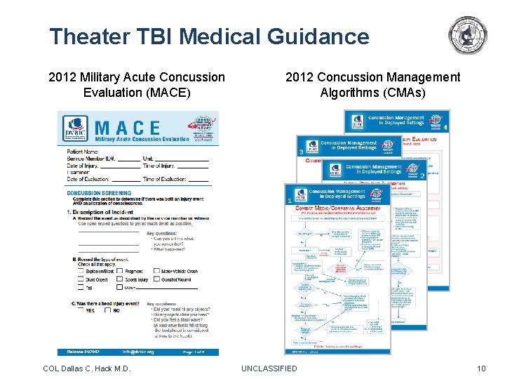 Theater TBI Medical Guidance 2012 Military Acute Concussion Evaluation (MACE) COL Dallas C. Hack Theater TBI Medical Guidance 2012 Military Acute Concussion Evaluation (MACE) COL Dallas C. Hack