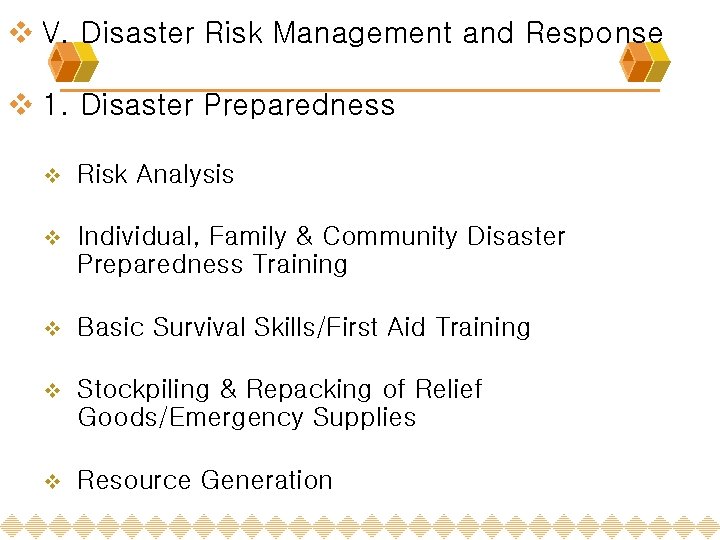 v V. Disaster Risk Management and Response v 1. Disaster Preparedness v Risk Analysis