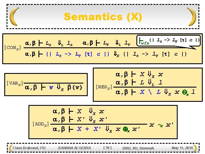 Semantics (X) [CONX] [VARX] , (| l. S -> l. T [ ] c