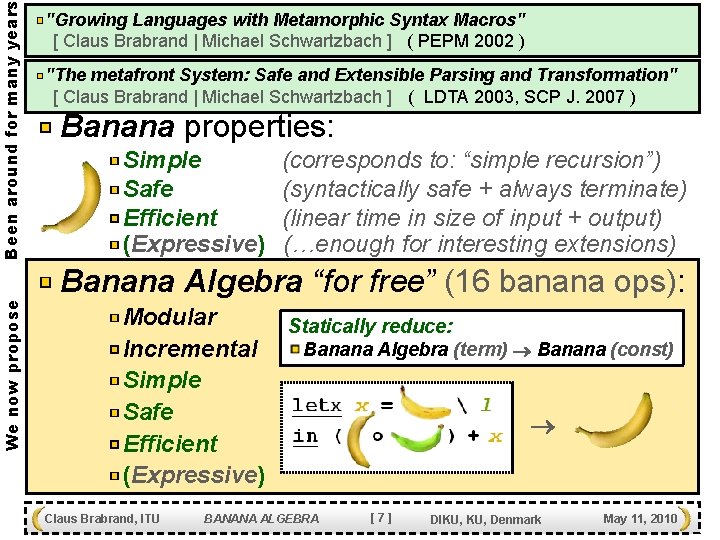 Been around for many year We now propose "Growing Languages with Metamorphic Syntax Macros"