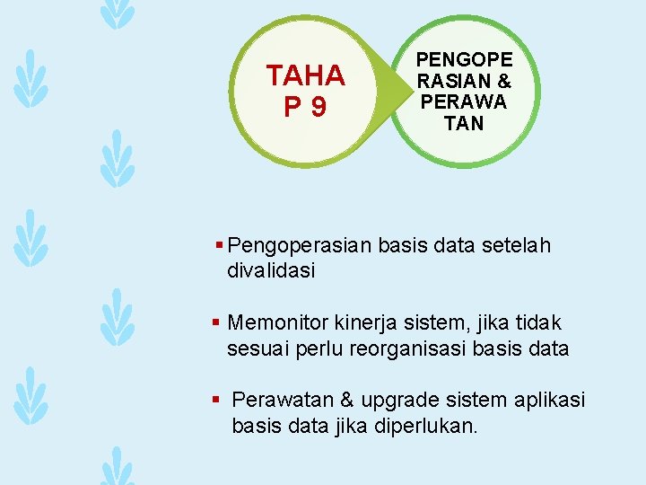 TAHA P 9 PENGOPE RASIAN & PERAWA TAN § Pengoperasian basis data setelah divalidasi