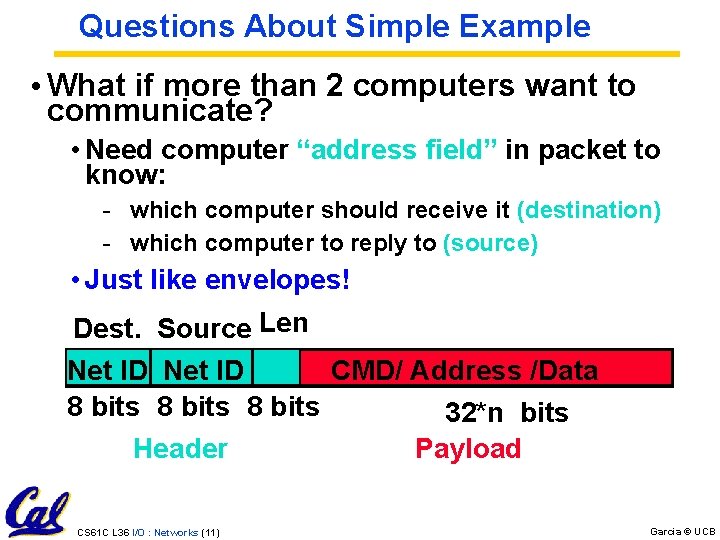 Questions About Simple Example • What if more than 2 computers want to communicate?