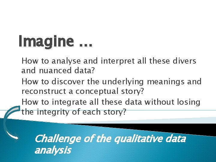Imagine … How to analyse and interpret all these divers and nuanced data? How