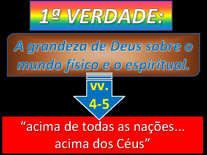 1ª VERDADE: A grandeza de Deus sobre o mundo físico e o espiritual. vv.