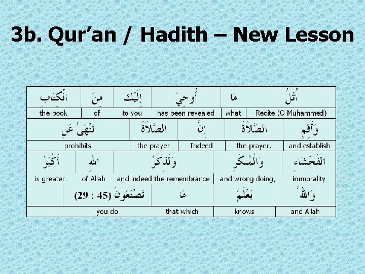3 b. Qur’an / Hadith – New Lesson 