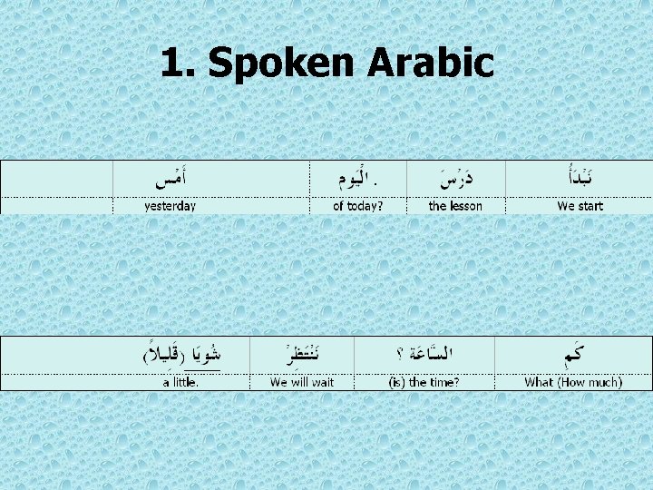 1. Spoken Arabic 