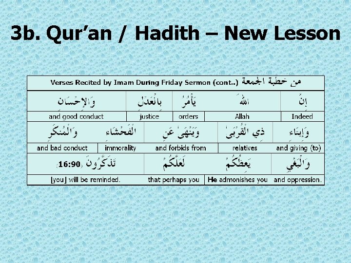 3 b. Qur’an / Hadith – New Lesson 
