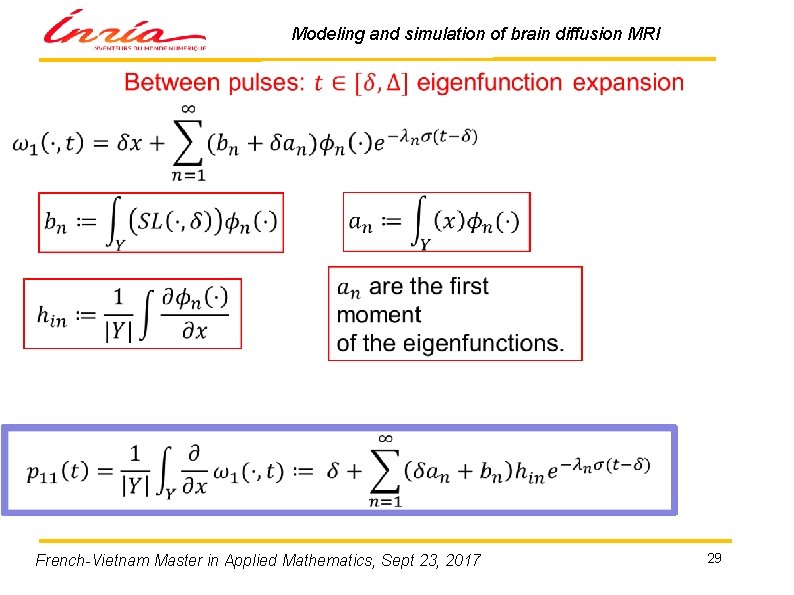 Modeling and simulation of brain diffusion MRI French-Vietnam Master in Applied Mathematics, Sept 23,