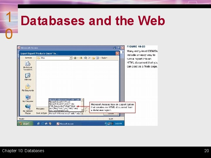 1 Databases and the Web 0 Chapter 10: Databases 20 