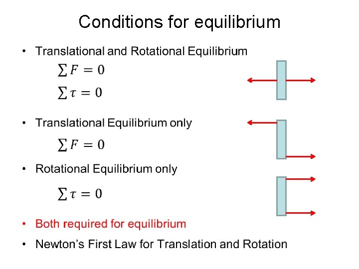 Conditions for equilibrium • 