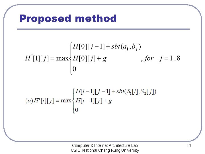 Proposed method Computer & Internet Architecture Lab CSIE, National Cheng Kung University 14 