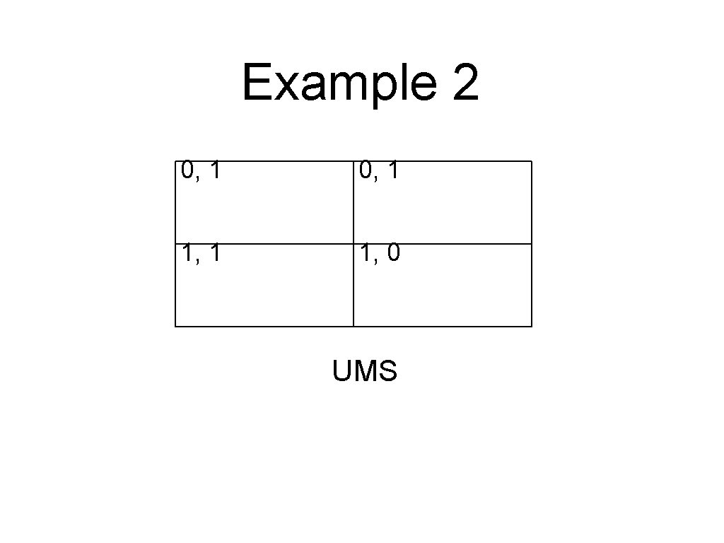 Example 2 0, 1 1, 0 UMS 