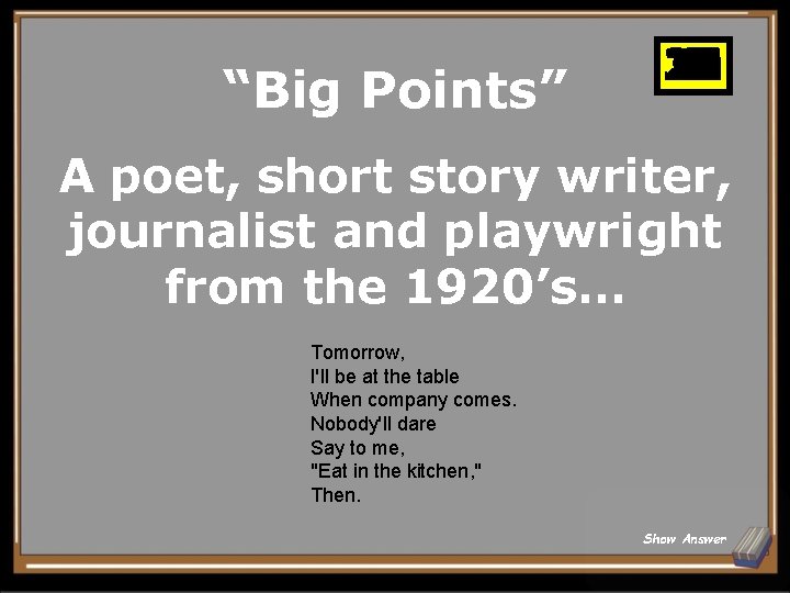 “Big Points” 25 26 27 28 29 30 10 11 12 13 14 15