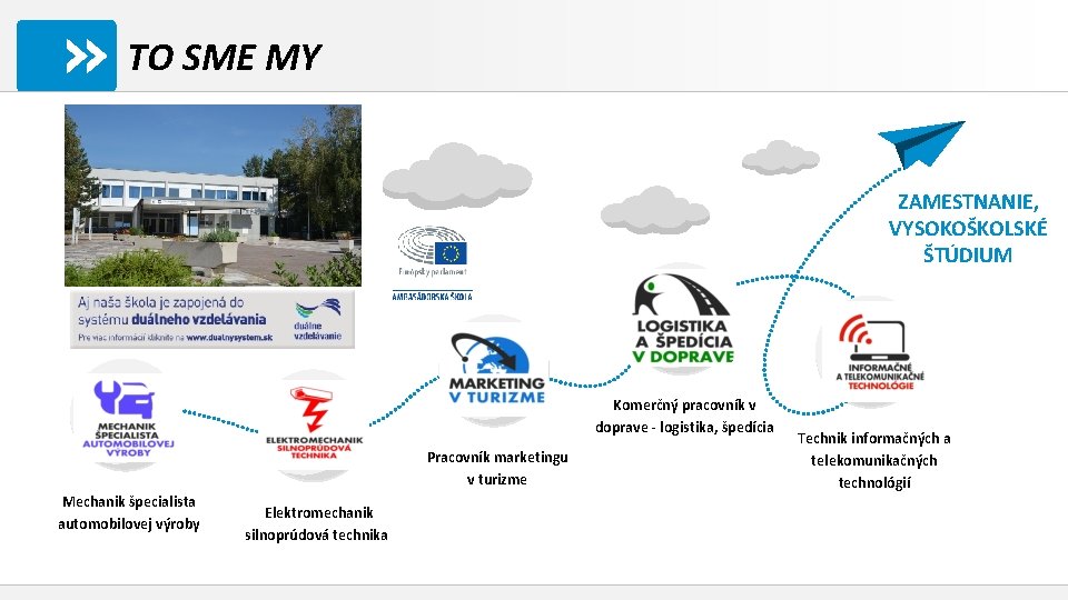 TO SME MY ZAMESTNANIE, VYSOKOŠKOLSKÉ ŠTÚDIUM Komerčný pracovník v doprave - logistika, špedícia logo