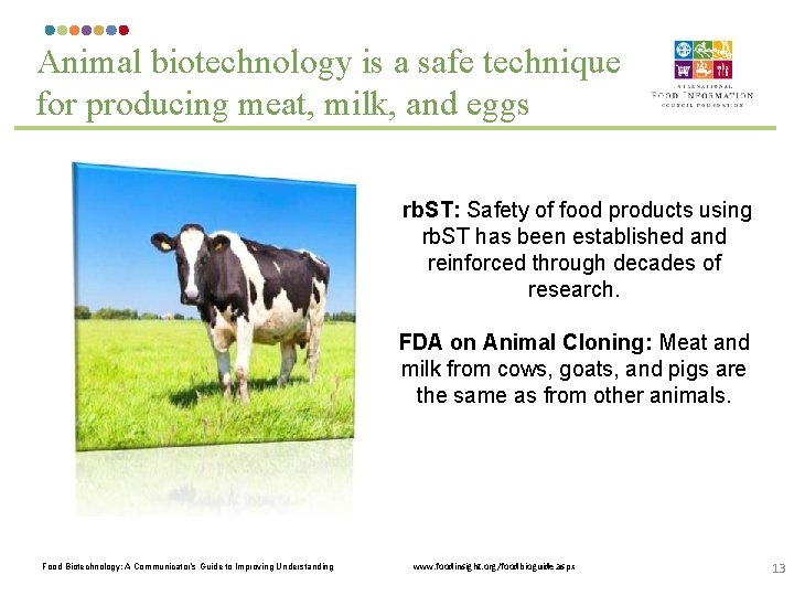 Animal biotechnology is a safe technique for producing meat, milk, and eggs rb. ST: