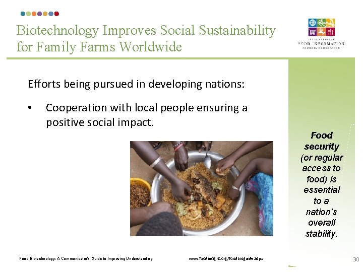 Biotechnology Improves Social Sustainability for Family Farms Worldwide Efforts being pursued in developing nations: