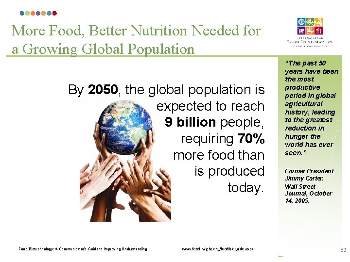 More Food, Better Nutrition Needed for a Growing Global Population By 2050, the global