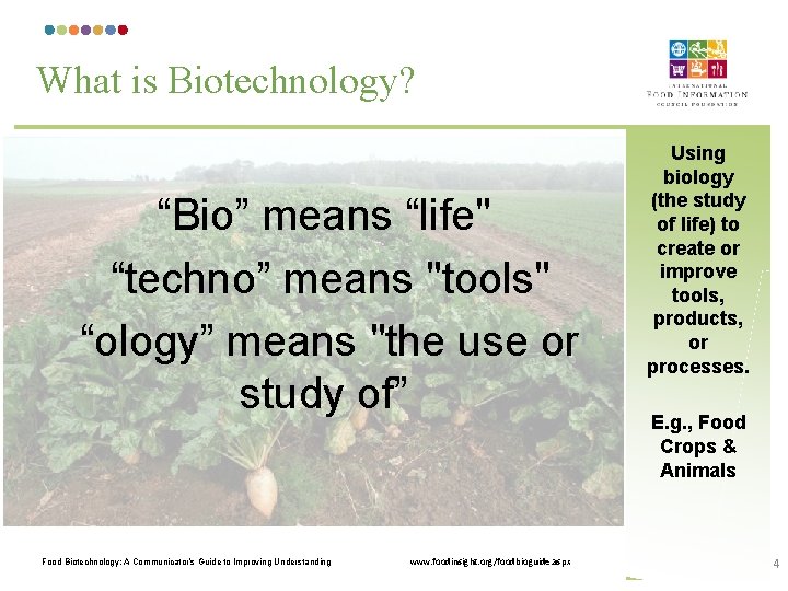 What is Biotechnology? “Bio” means “life" “techno” means "tools" “ology” means "the use or