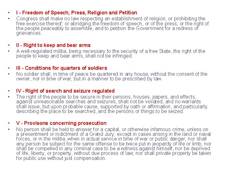  • • I - Freedom of Speech, Press, Religion and Petition Congress shall