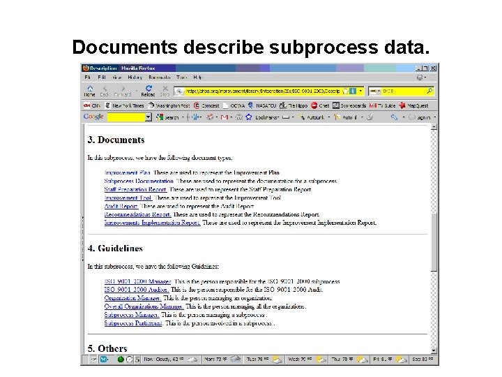 Documents describe subprocess data. 