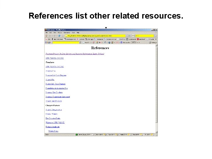 References list other related resources. . 