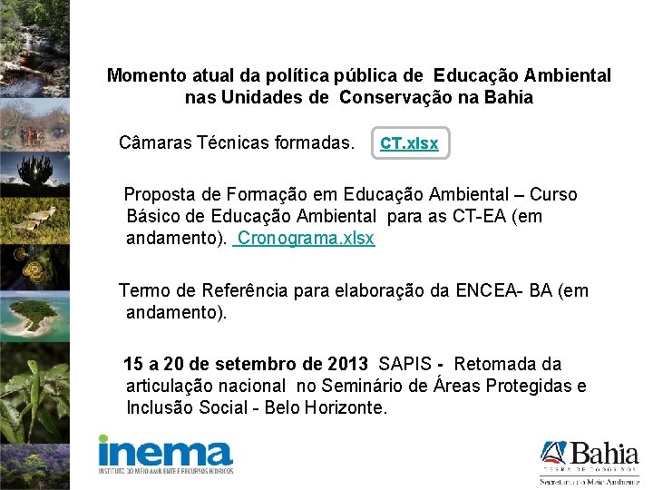 Momento atual da política pública de Educação Ambiental nas Unidades de Conservação na Bahia