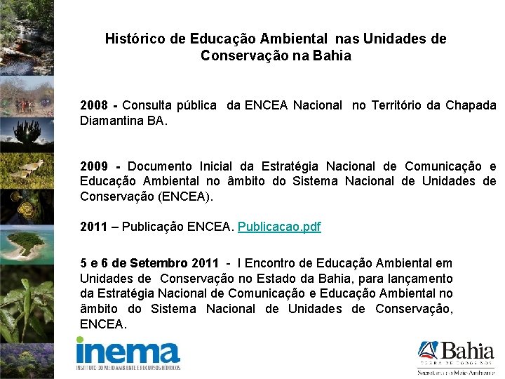 Histórico de Educação Ambiental nas Unidades de Conservação na Bahia 2008 - Consulta pública