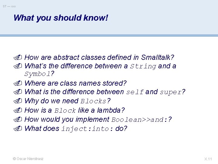 ST — xxx What you should know! How are abstract classes defined in Smalltalk?