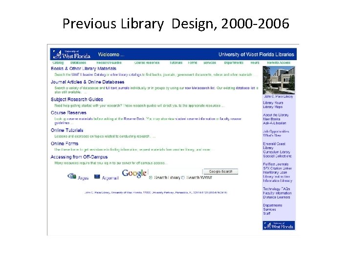 Previous Library Design, 2000 -2006 