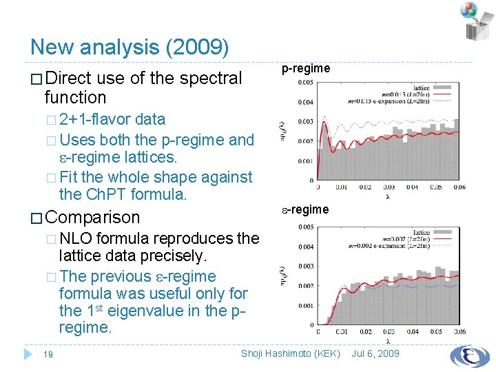 New analysis (2009) � Direct use of the spectral function data � Uses both