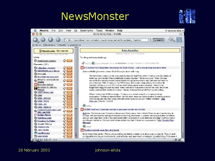 News. Monster 28 february 2003 johnson-eilola News. Monster 28 february 2003 johnson-eilola