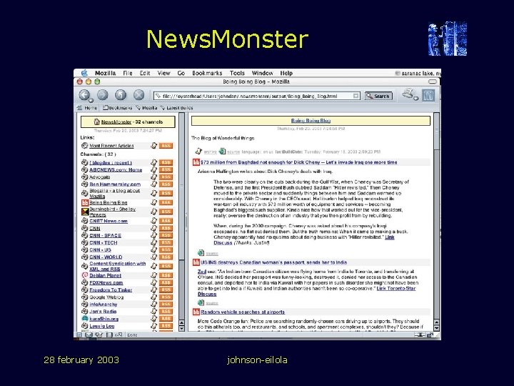 News. Monster 28 february 2003 johnson-eilola 