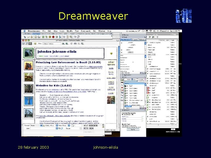 Dreamweaver 28 february 2003 johnson-eilola Dreamweaver 28 february 2003 johnson-eilola