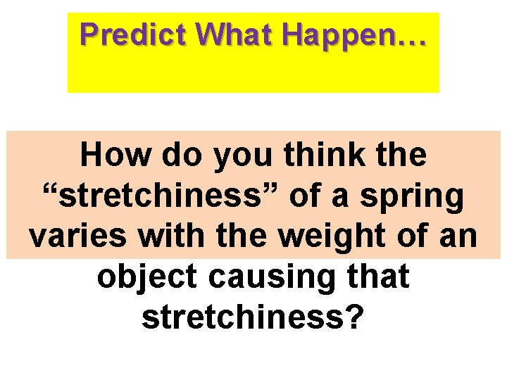 Predict What Happen… How do you think the “stretchiness” of a spring varies with