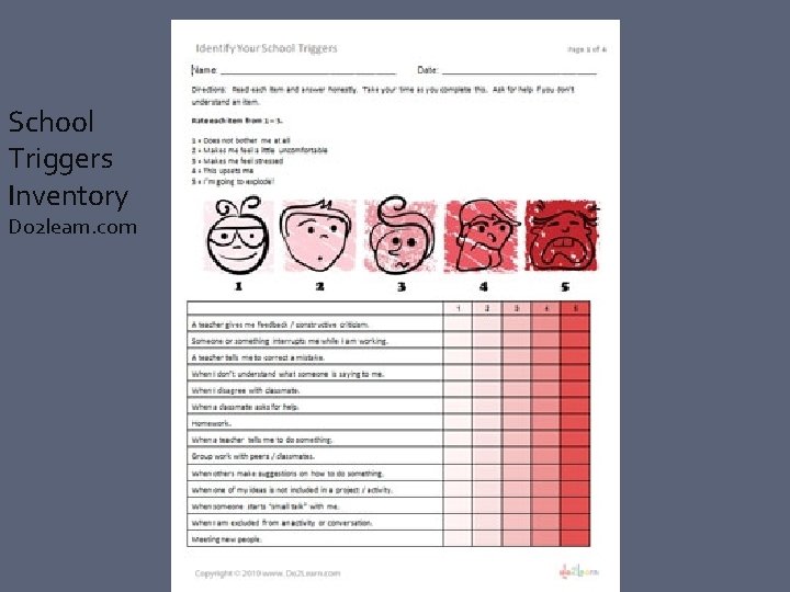 School Triggers Inventory Do 2 learn. com 