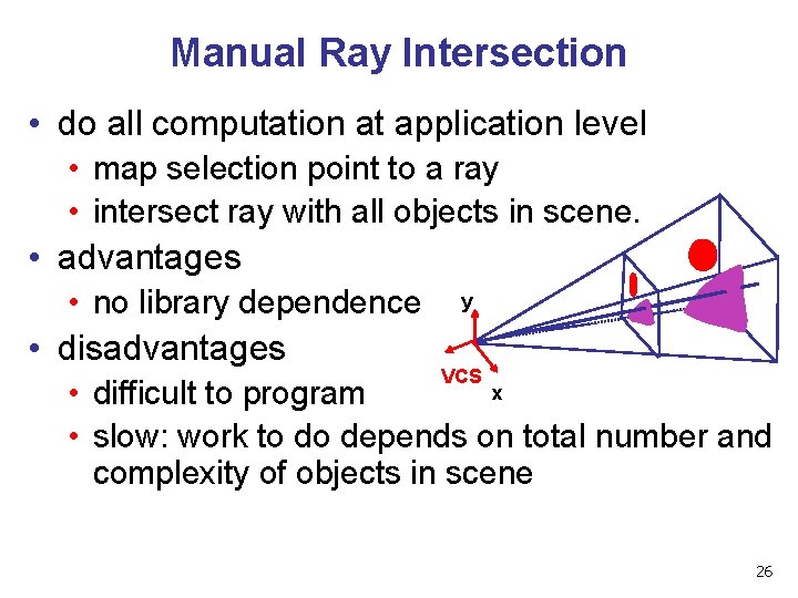 Manual Ray Intersection • do all computation at application level • map selection point