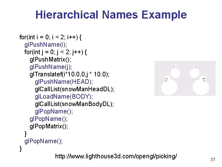 Hierarchical Names Example for(int i = 0; i < 2; i++) { gl. Push.