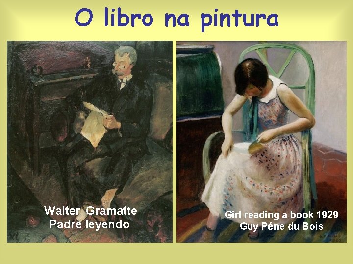 O libro na pintura Walter Gramatte Padre leyendo Girl reading a book 1929 Guy