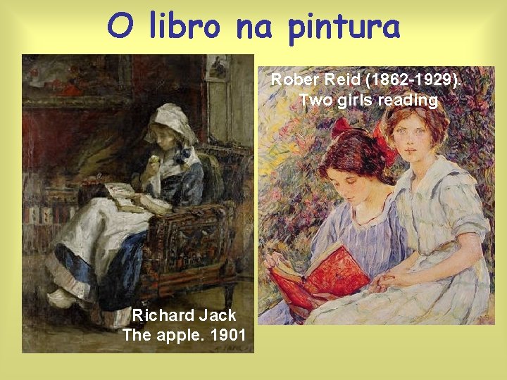 O libro na pintura Rober Reid (1862 -1929). Two girls reading Richard Jack The