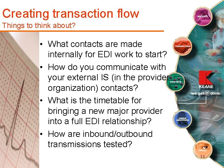 Creating transaction flow Things to think about? • What contacts are made internally for