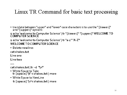 Linux TR Command for basic text processing • translate between "upper" and "lower" case