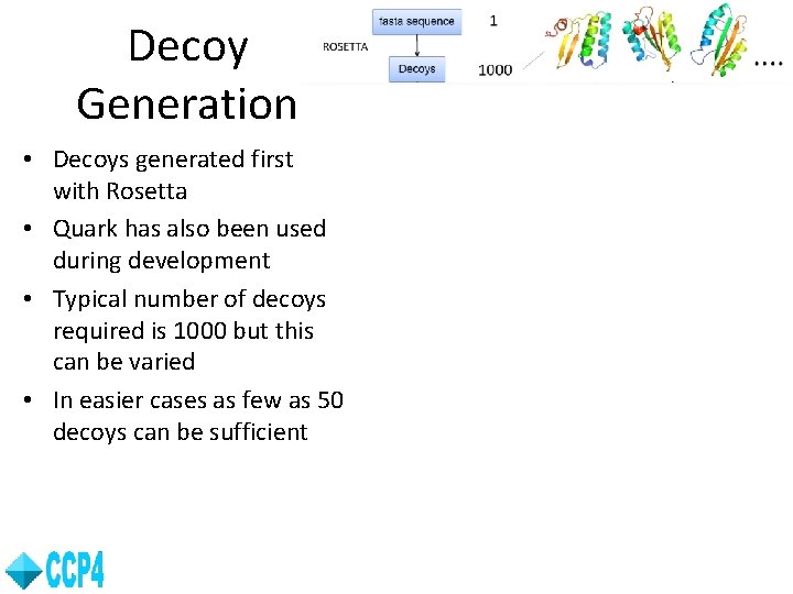 Decoy Generation • Decoys generated first with Rosetta • Quark has also been used