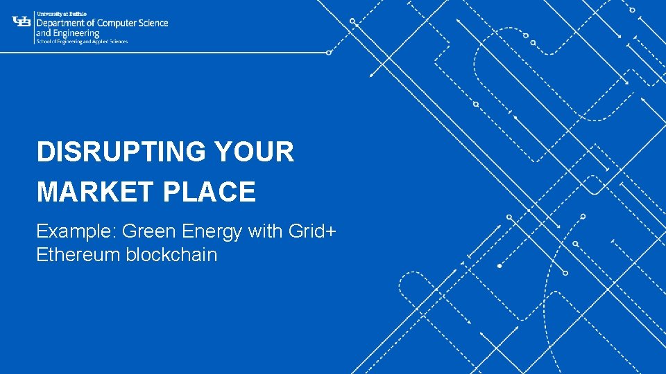 DISRUPTING YOUR MARKET PLACE ‘- Example: Green Energy with Grid+ Ethereum blockchain 19 