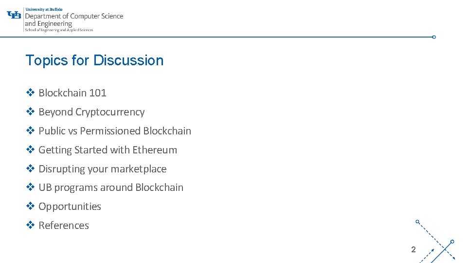Topics for Discussion v Blockchain 101 v Beyond Cryptocurrency v Public vs Permissioned Blockchain