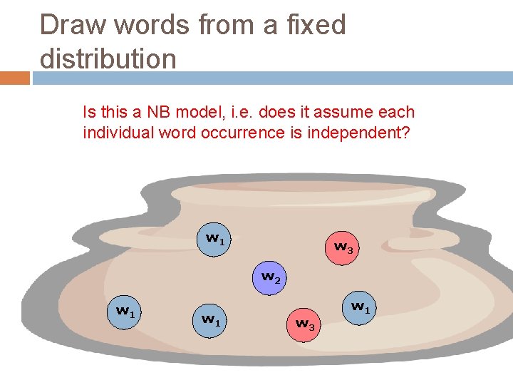 Draw words from a fixed distribution Is this a NB model, i. e. does