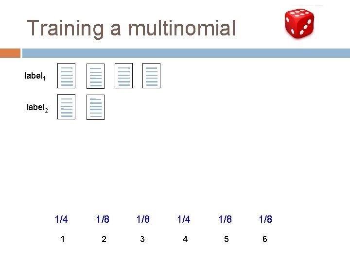 Training a multinomial label 1 label 2 1/4 1/8 1/8 1 2 3 4