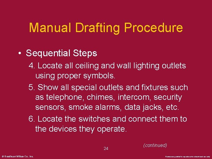 Manual Drafting Procedure • Sequential Steps 4. Locate all ceiling and wall lighting outlets