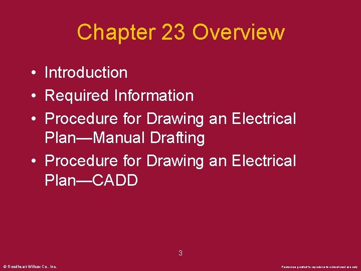 Chapter 23 Overview • Introduction • Required Information • Procedure for Drawing an Electrical